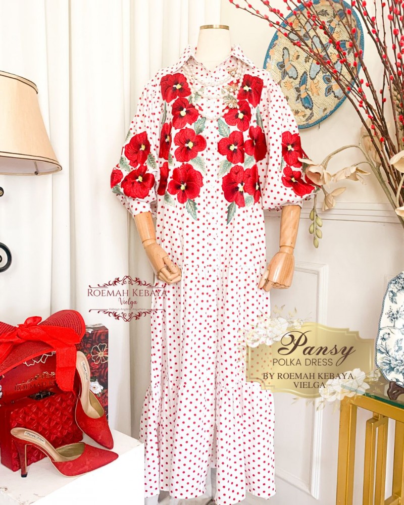 Dress Pansy Polka White Red