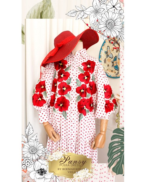 Dress Pansy Polka White Red