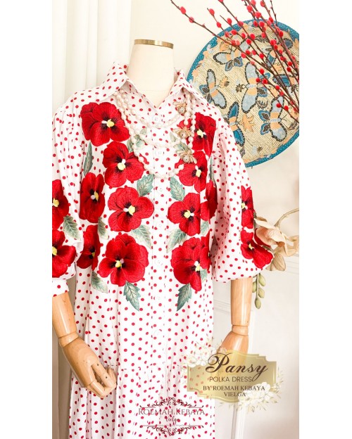 Dress Pansy Polka White Red