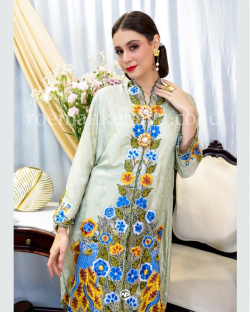 Mawar Batik Long Kebaya - Mint