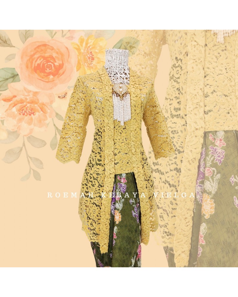 Kebaya Brokat Kuning Size S