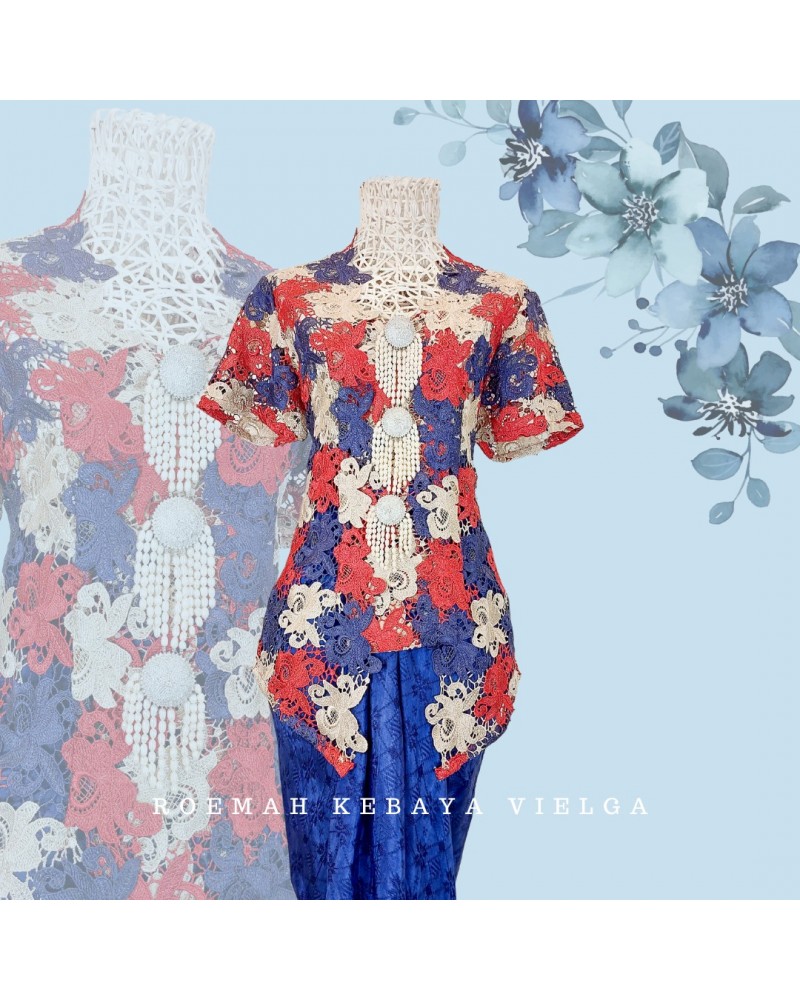 Kebaya Brokat Biru Elektrik Size L