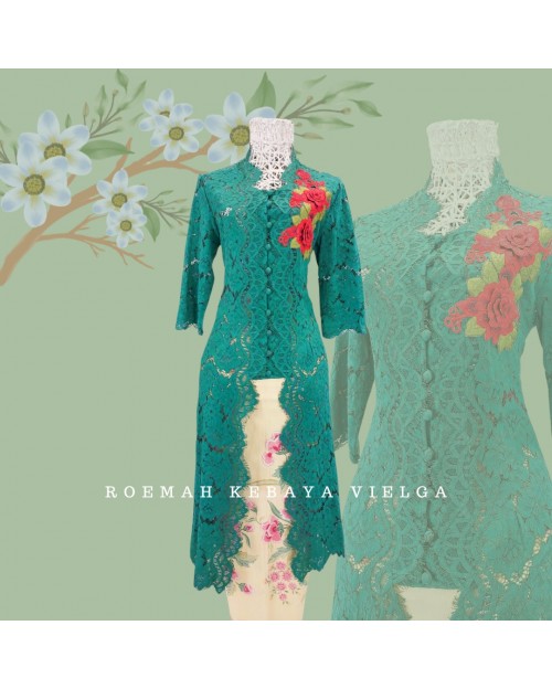 Kebaya Brokat Hijau emerld size M