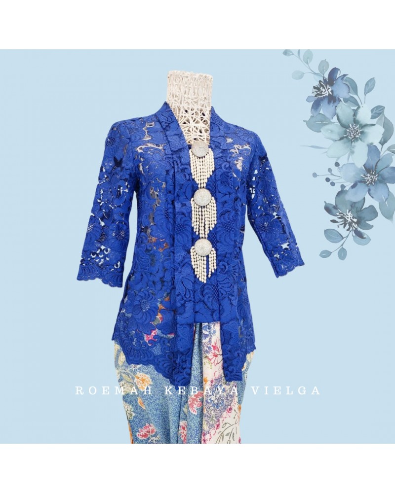 Kebaya Brokat Biru Elektrik Size S