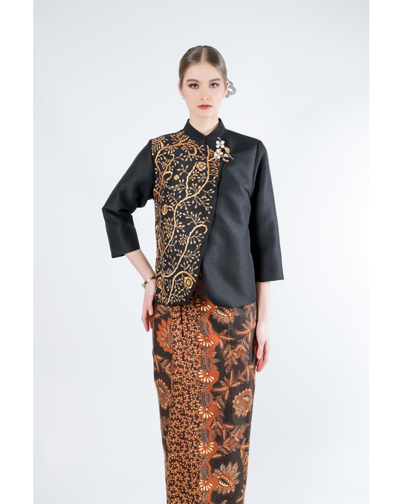 Kebaya Janggan Peranakan Heritage Hitam - Pre Order