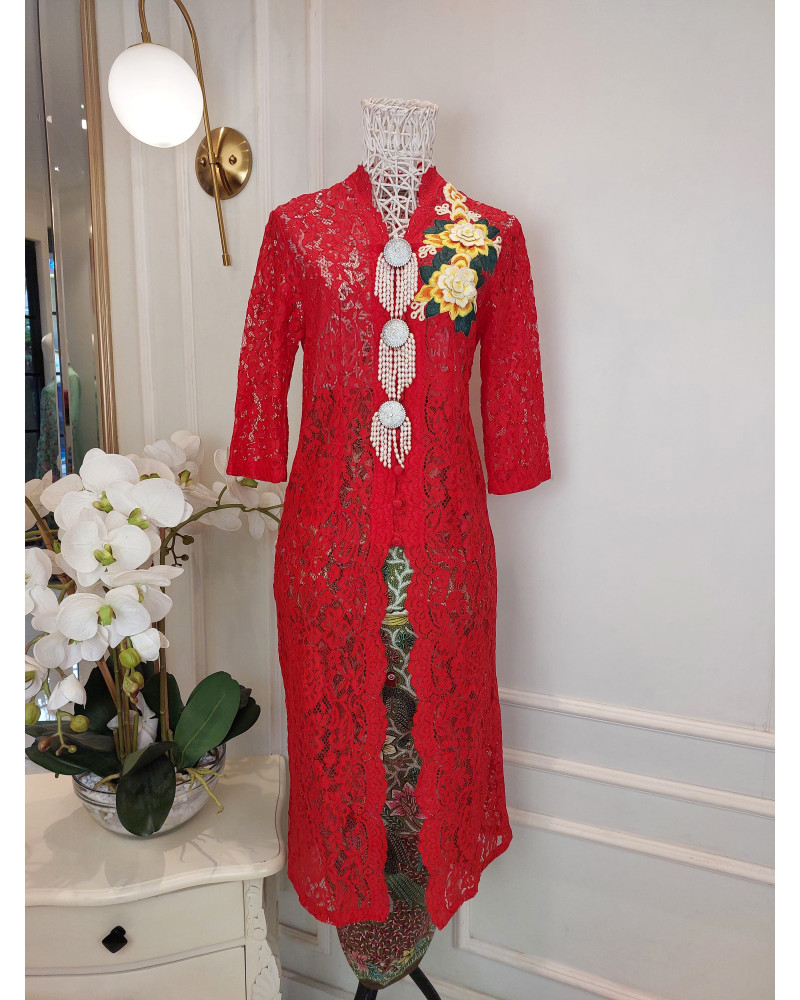 Kebaya Brokat Mawar 3D - SIZE S