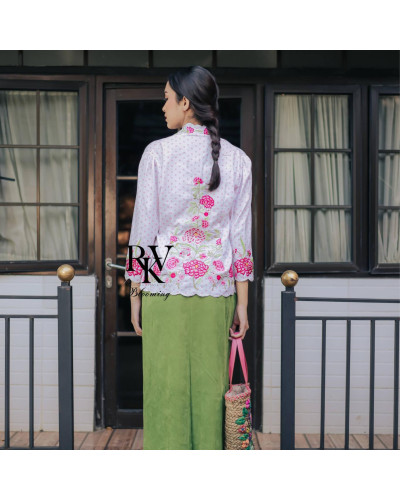 Kebaya Pendek Polka Pink Dahlia by RKV_BLOOMING - Size L