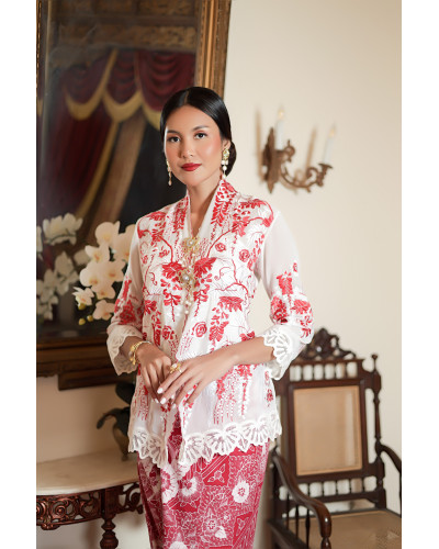 Kebaya Encim Wisteria Putih