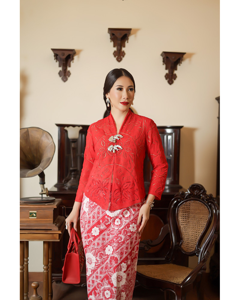 Kebaya Bolero Kerancang Roda Merah