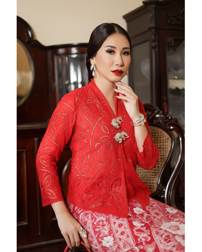 Kebaya Bolero Kerancang Roda Merah