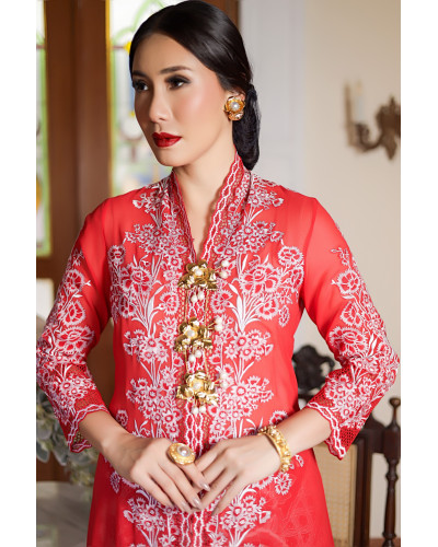 Kebaya Panjang Anyelir Merah