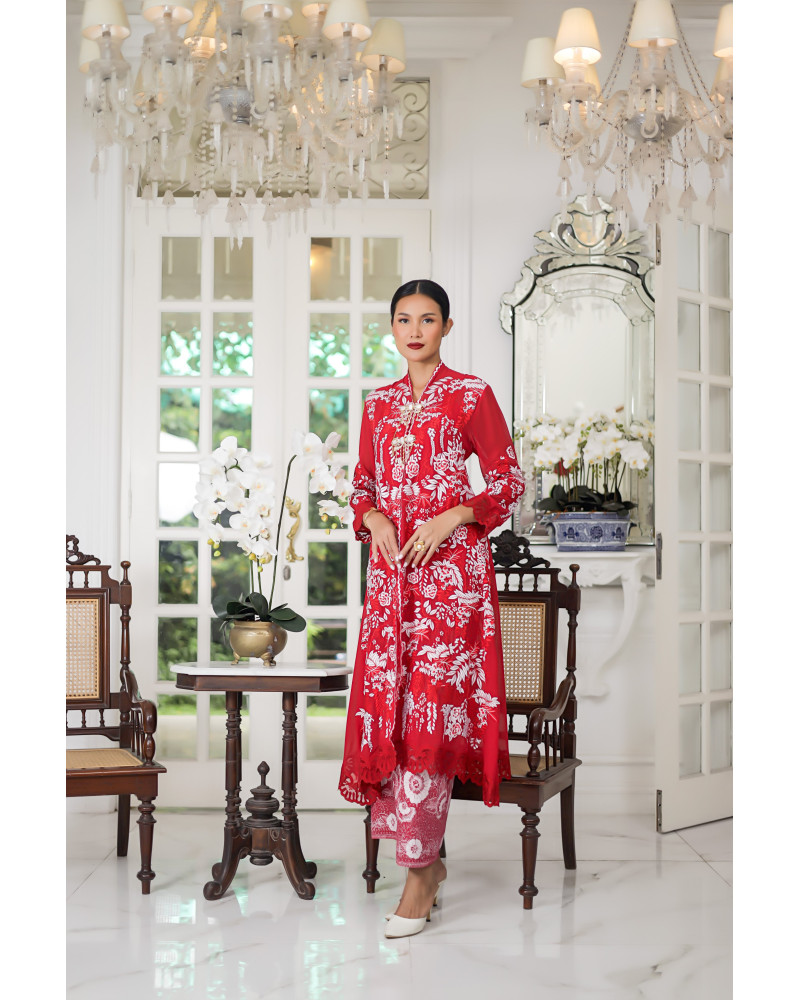 Kebaya Panjang Wisteria Merah