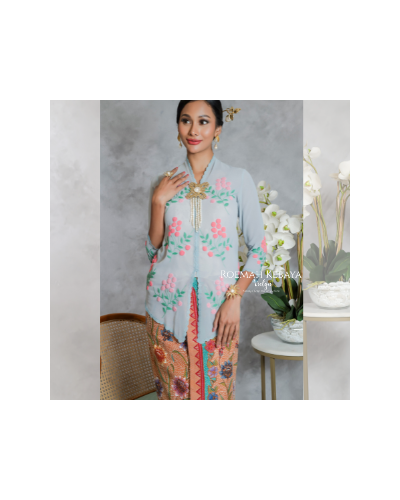 Kebaya Encim Sulam Azzalea Biru Muda Size M