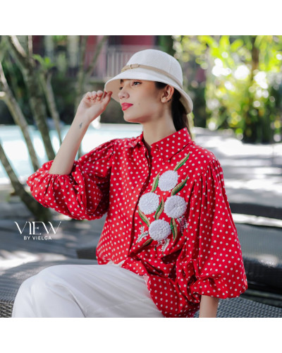 BLOUSE POLKA MAWAR 3D SIZE XL VIEW_BY_VIELGA