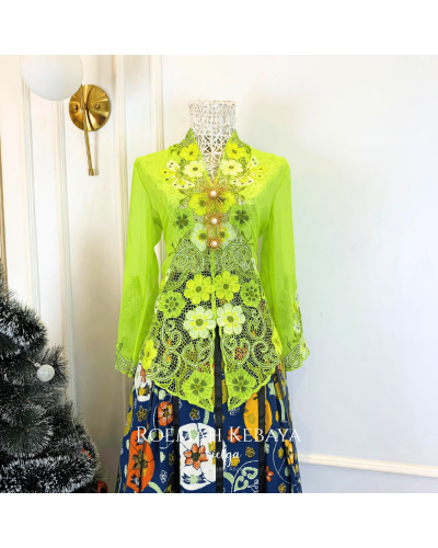 Kebaya Bolero Daisy Butterfly Hijau Spring - Size M