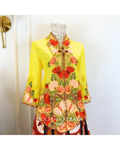 Kebaya Bolero Daisy Butterfly Kuning - Size L