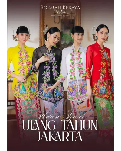Kebaya Panjang Modern Dengan Lukisan Motif Batavian di Kerancang Cantik dan Anggun ( Spesial Ulang Tahun Jakarta )
