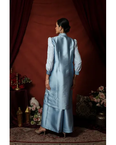 PRE ORDER One Set Raya Design Modern Motif Royal Orchid Bloom Warna Blue Elegan (Harga Belum Termasuk Selendang)