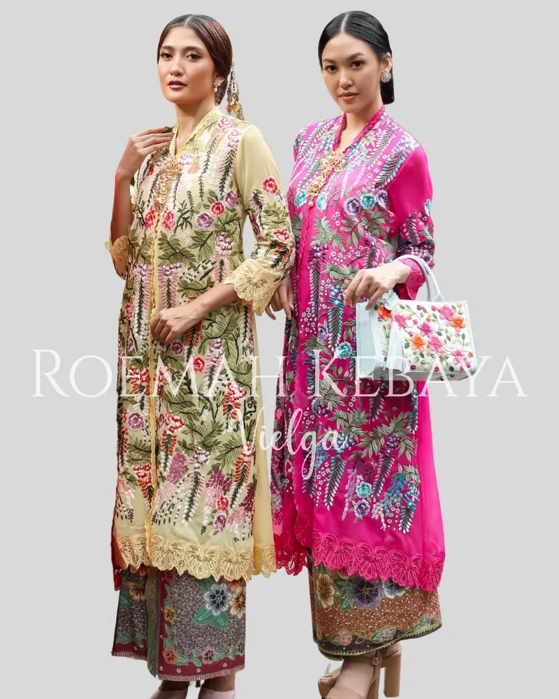 Long Kebaya with Wisteria Flower Embroidery