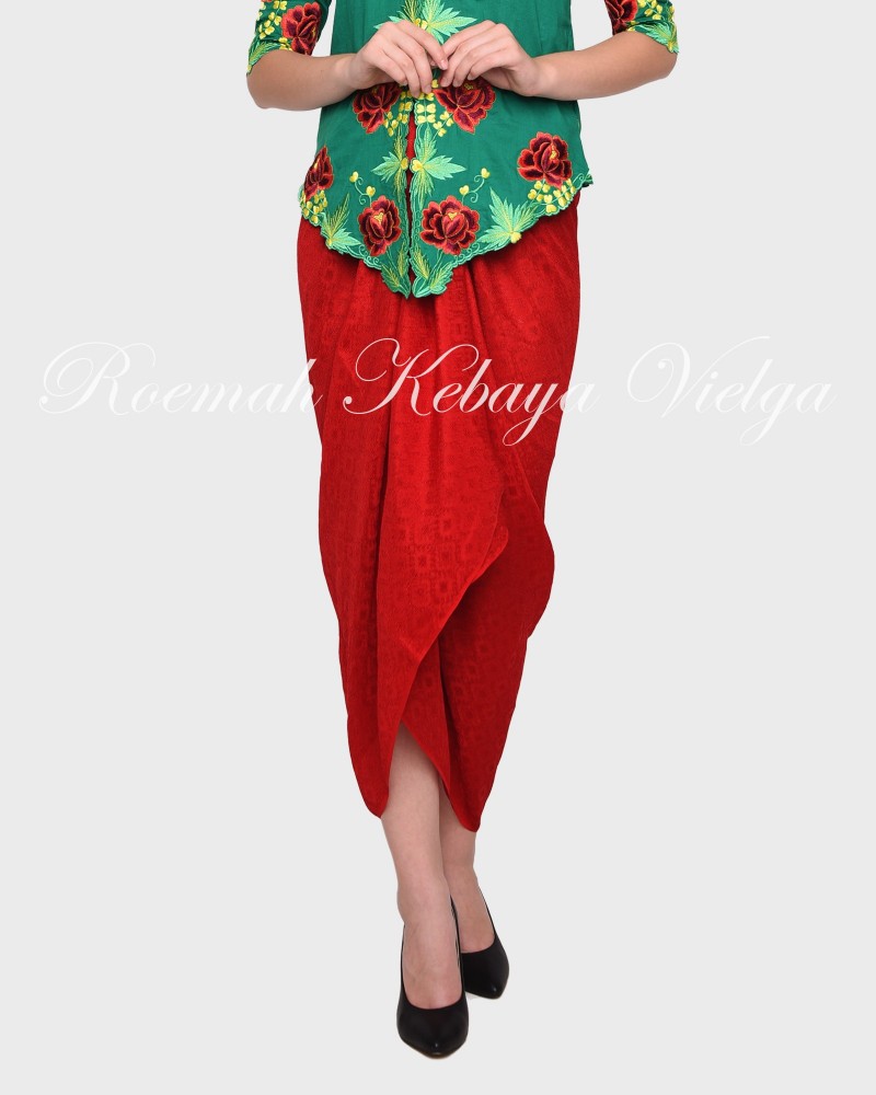 Woven Wrap Skirt - Red